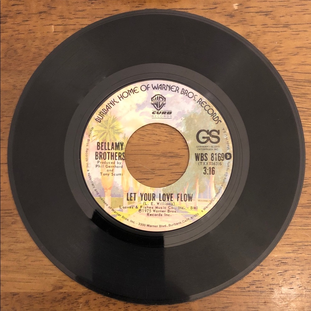 Bellamy Brothers Vinyl 45 Let Your Love Flow/Inside of My Guitar